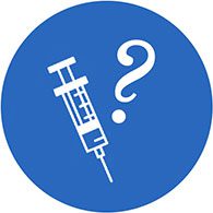 clip art of a syringe and question mark